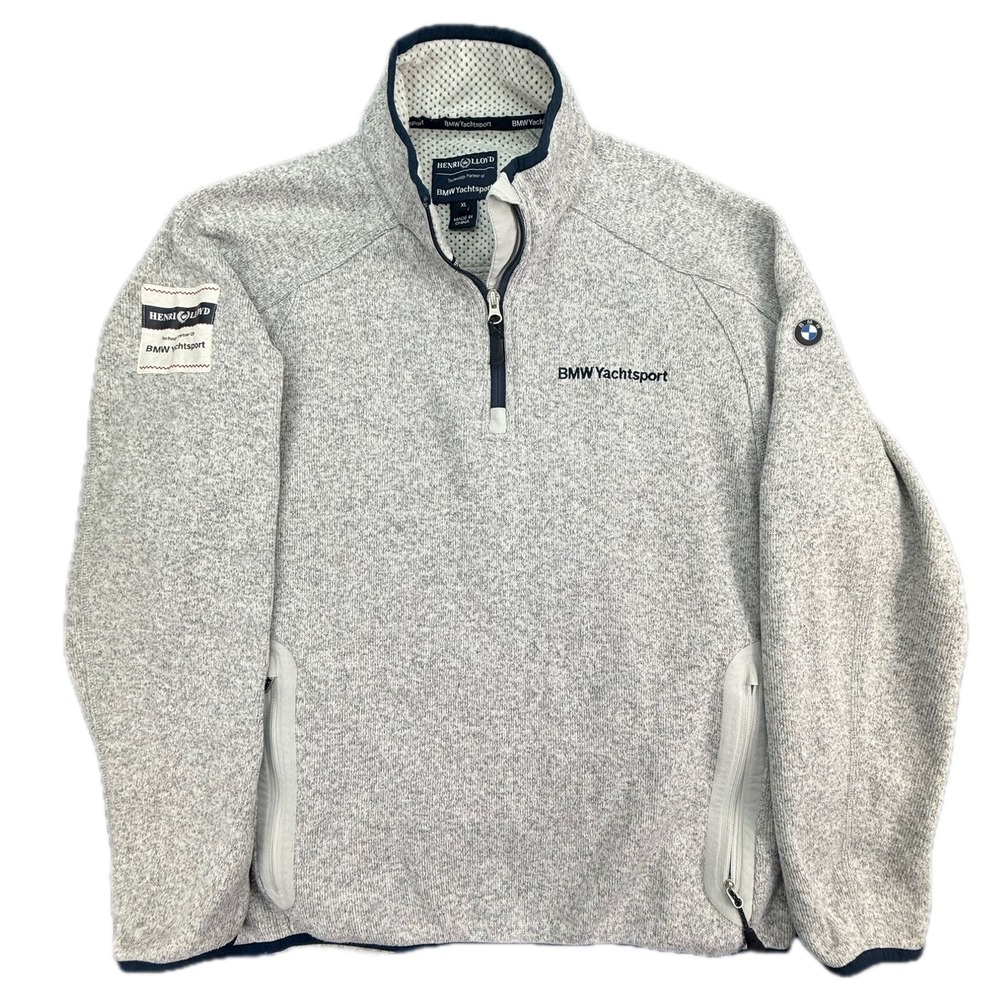 Henri Lloyd BMW Yachtsport Pullover Mens XL Grey Quarter Zip Fleece Sweater